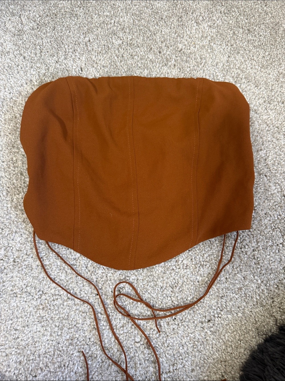 Kendall & Kylie Camel Brown Corset Side Tie Top